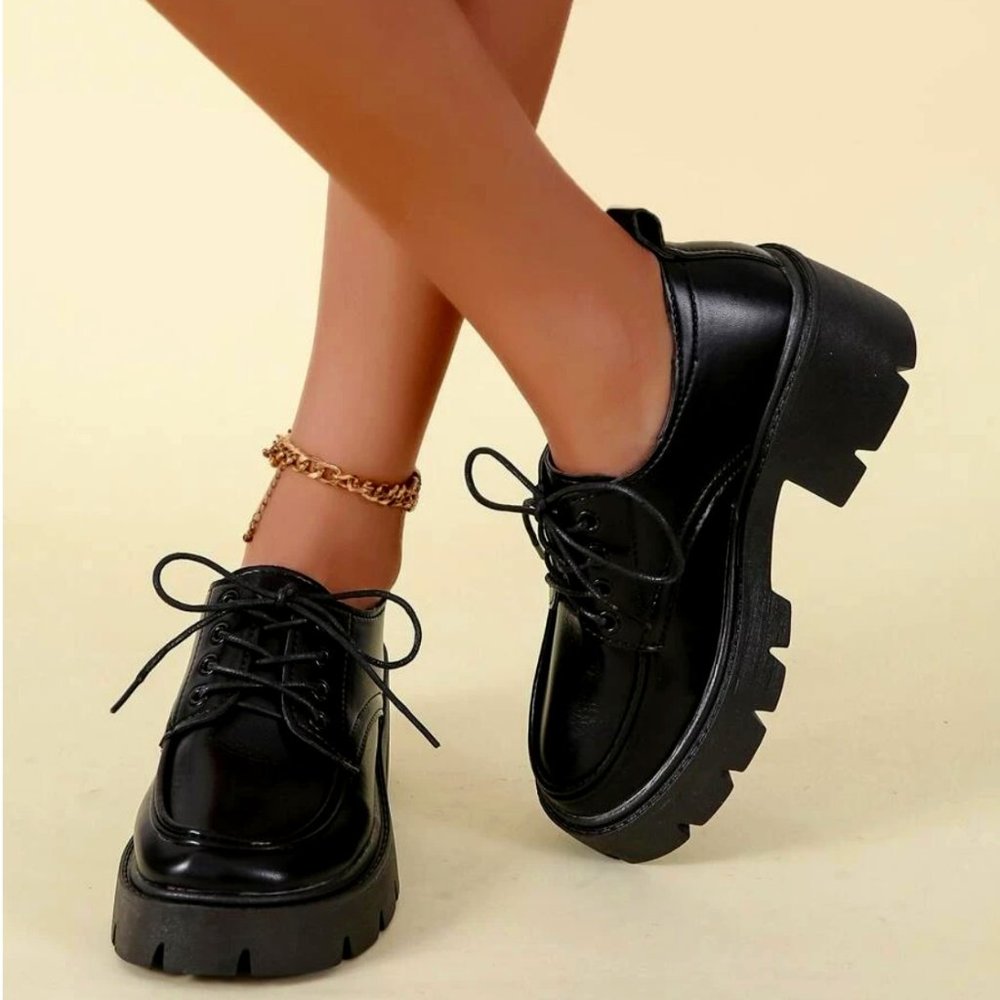Lace-up Front Platform Oxford Shoes